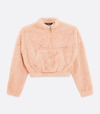 pink fluffy half zip