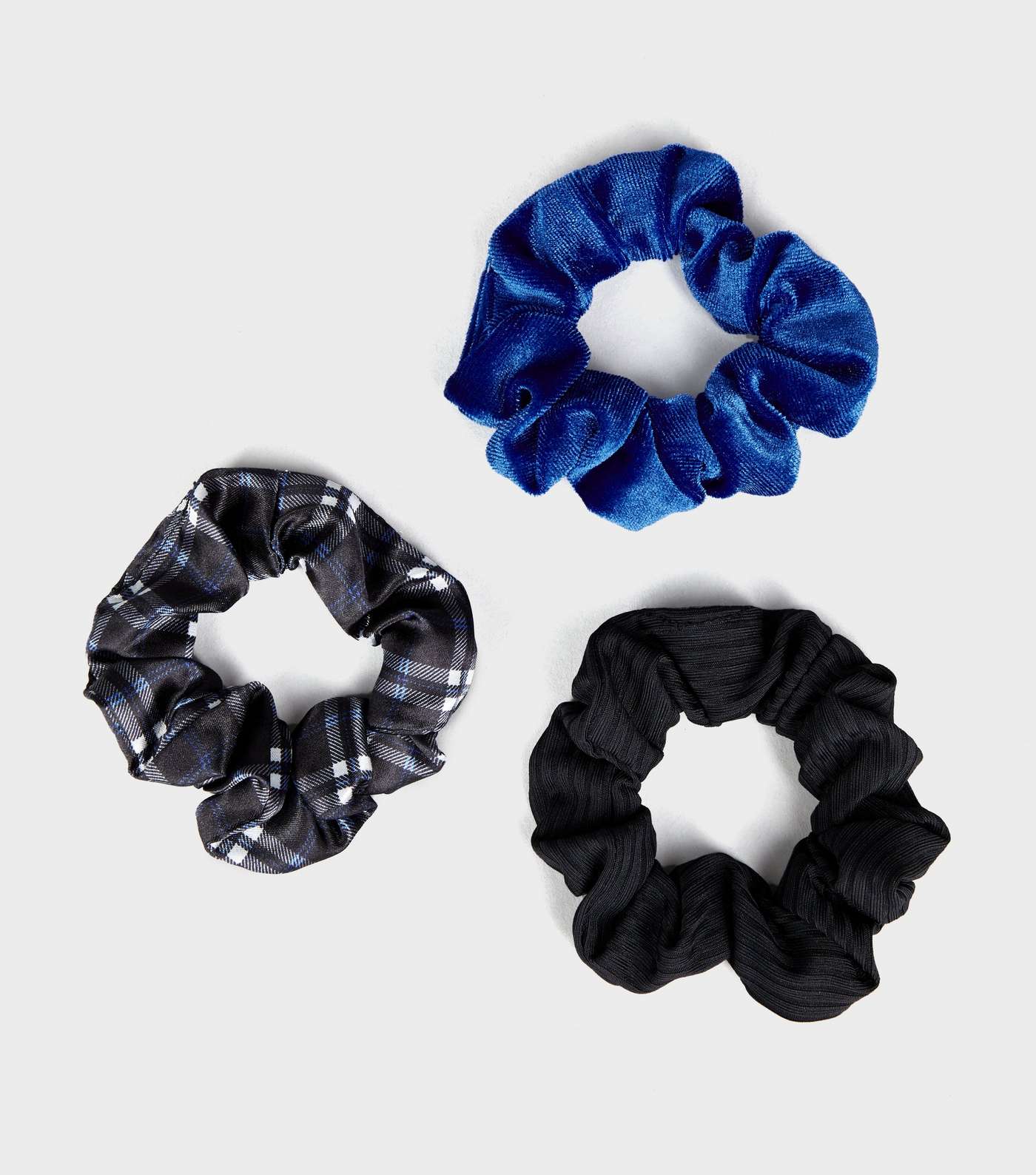 Girls 3 Pack Multicoloured Check Scrunchies 