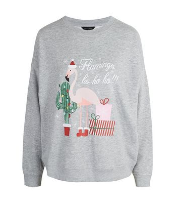 Christmas Flamingo Slogan Sweatshirt 