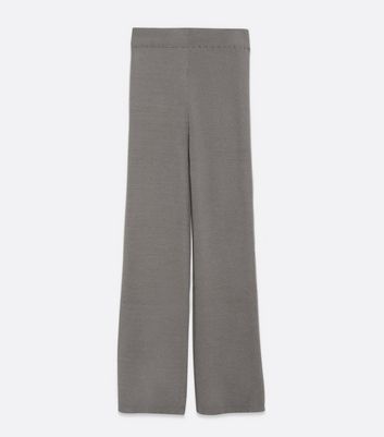 Image of Maternity Dark Grey Ribbed Wide Leg Trousers New Look