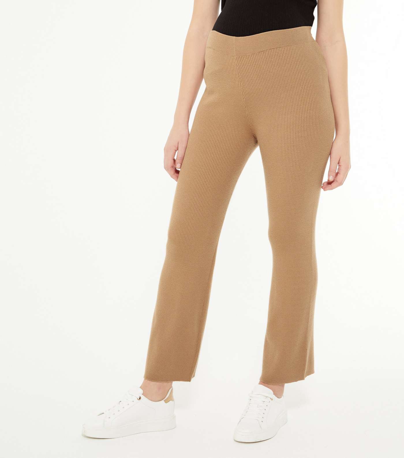 Maternity Camel Ribbed Wide Leg Trousers Image 3
