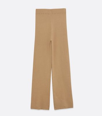 Image of Maternity Camel Ribbed Wide Leg Trousers New Look