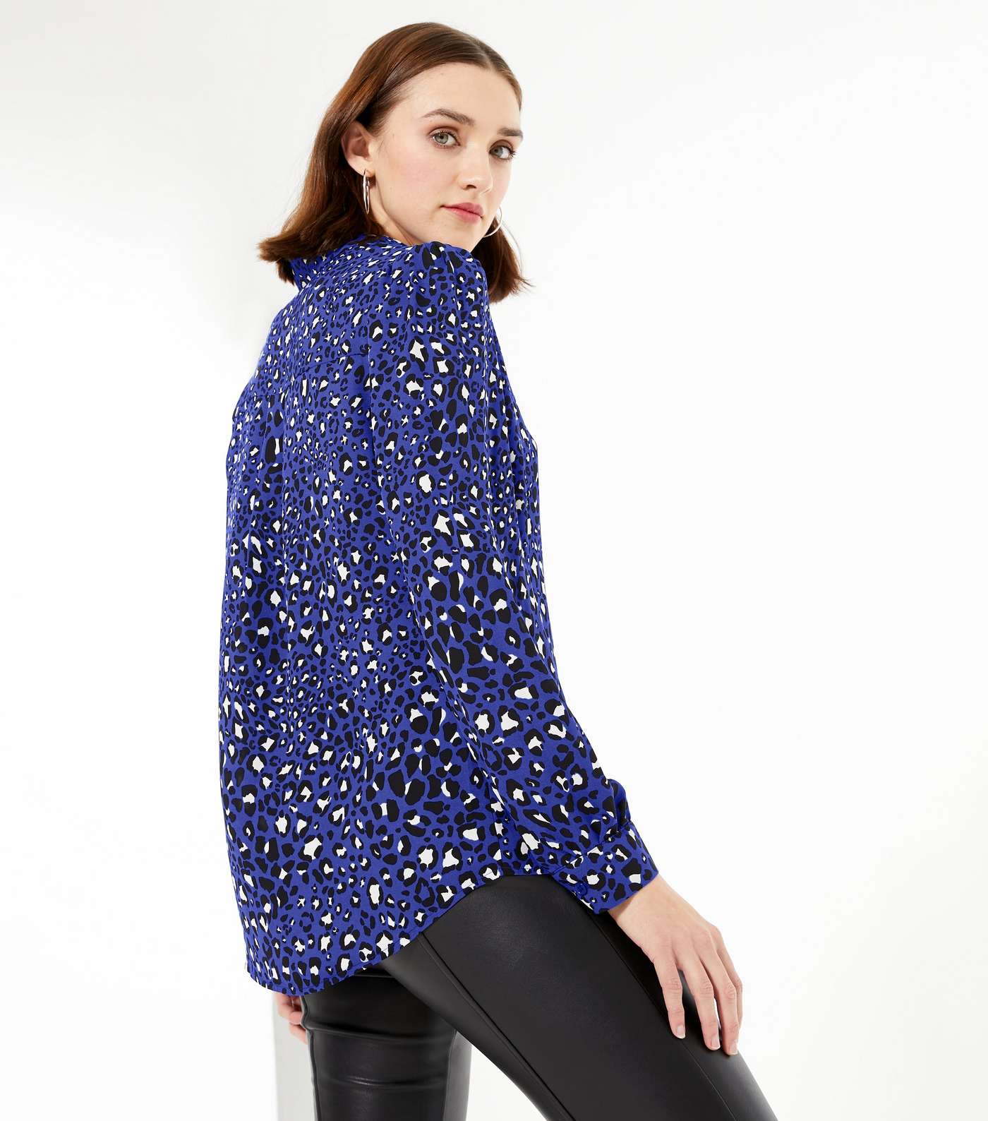 Blue Leopard Print Long Sleeve Shirt  Image 3