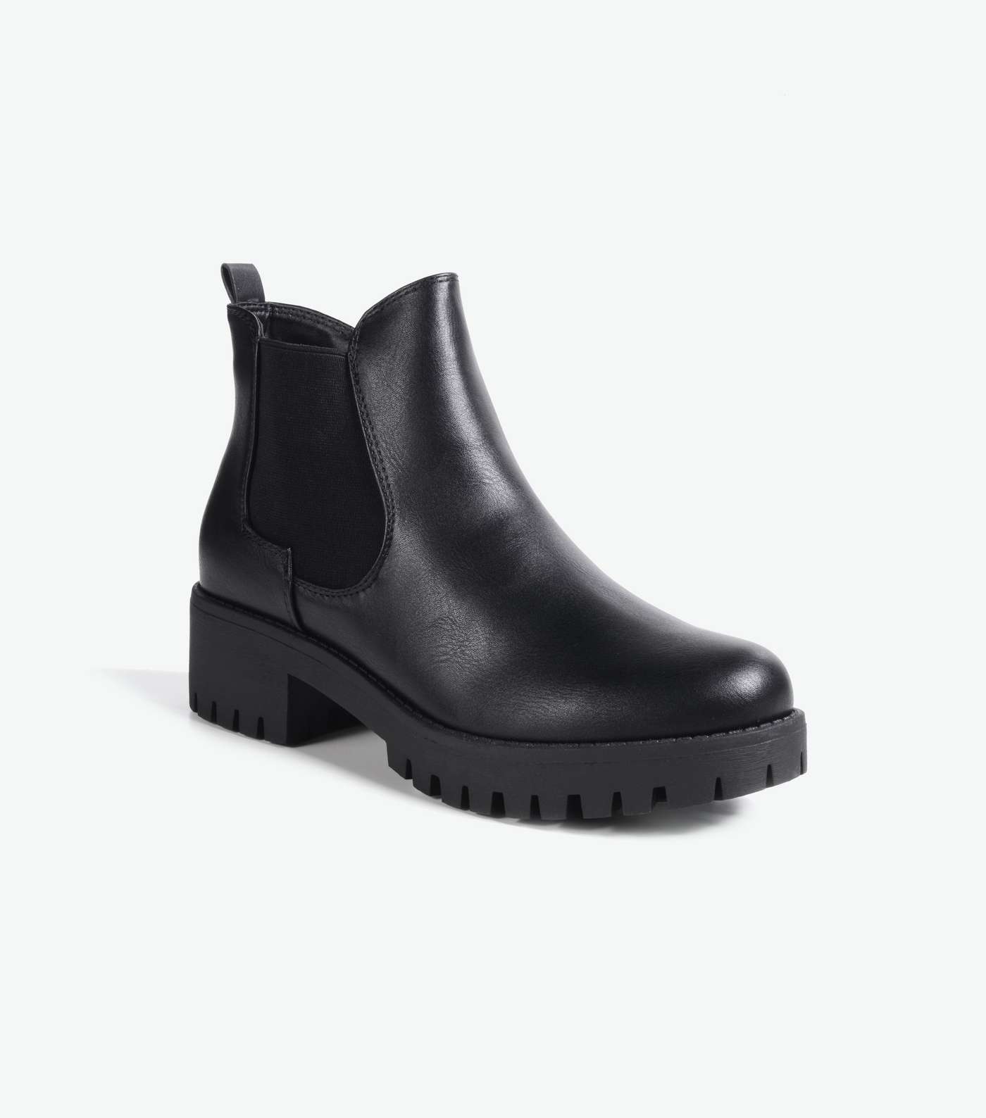 Black Chunky Cleated Chelsea Boots