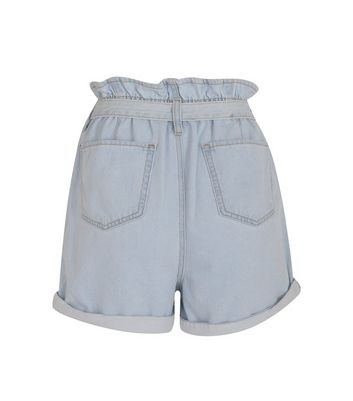 denim tie waist shorts