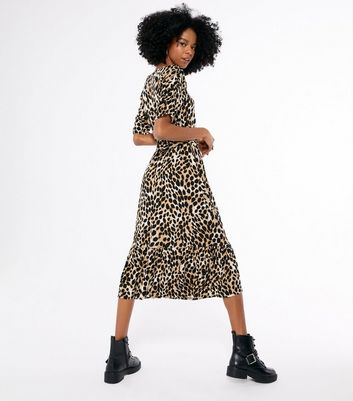 new look puff sleeve midi dress