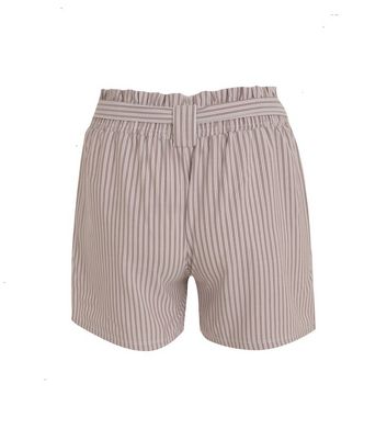 Image of Pink Vanilla Brown Stripe High Waist Shorts New Look