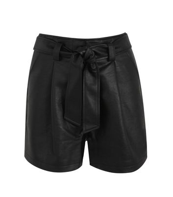 leather tie waist shorts