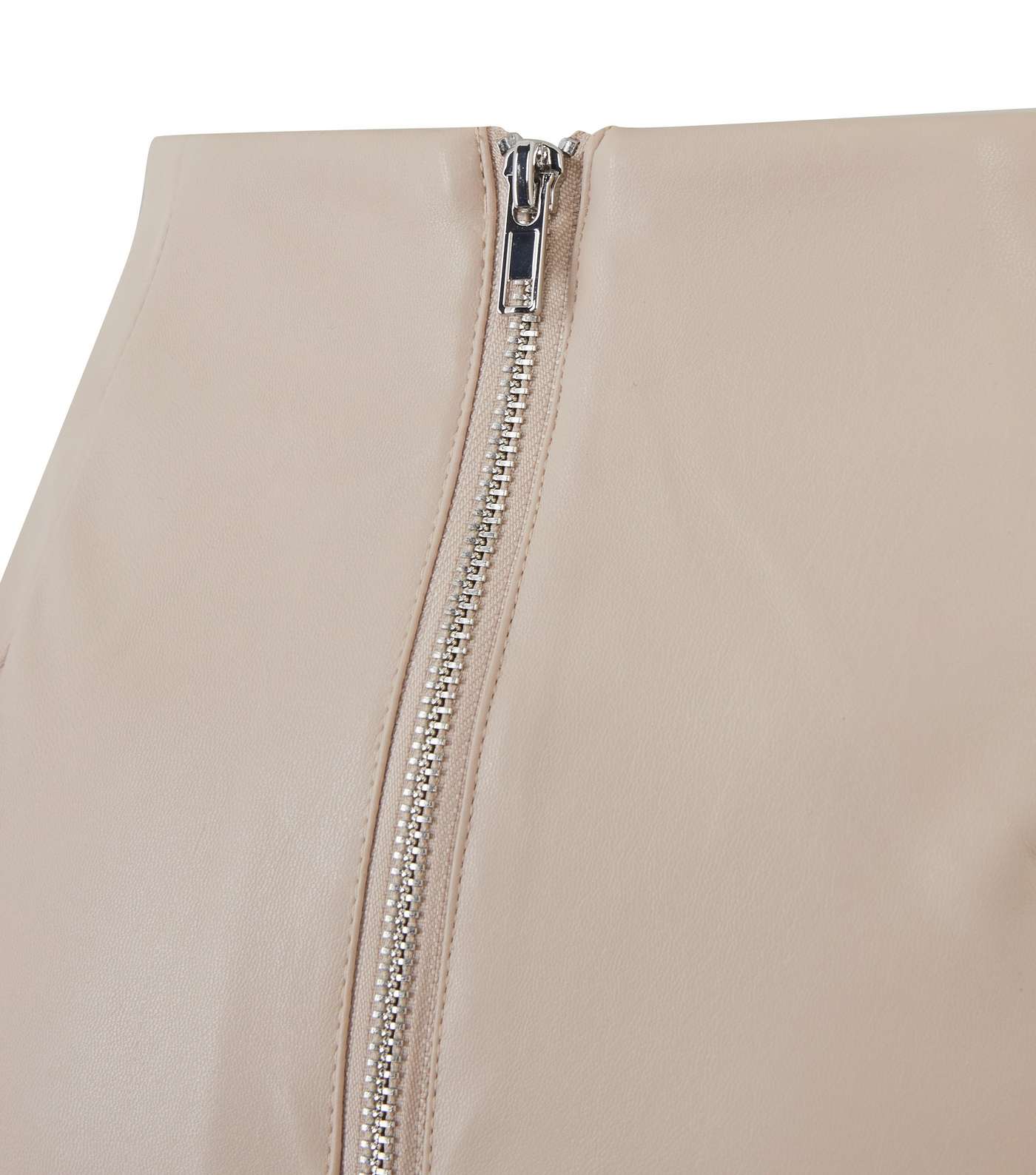 Off White Leather-Look Midi Pencil Skirt Image 3