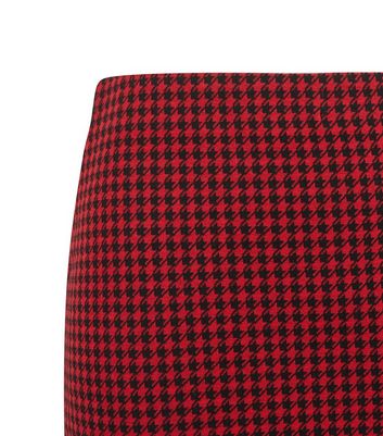 Image of Red Jacquard Check Mini Tube Skirt New Look