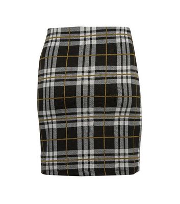 Image of Black Check Jersey Tube Skirt New Look