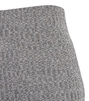 Image of Tall Dark Grey Ribbed Fine Knit Wide Leg Trousers New Look