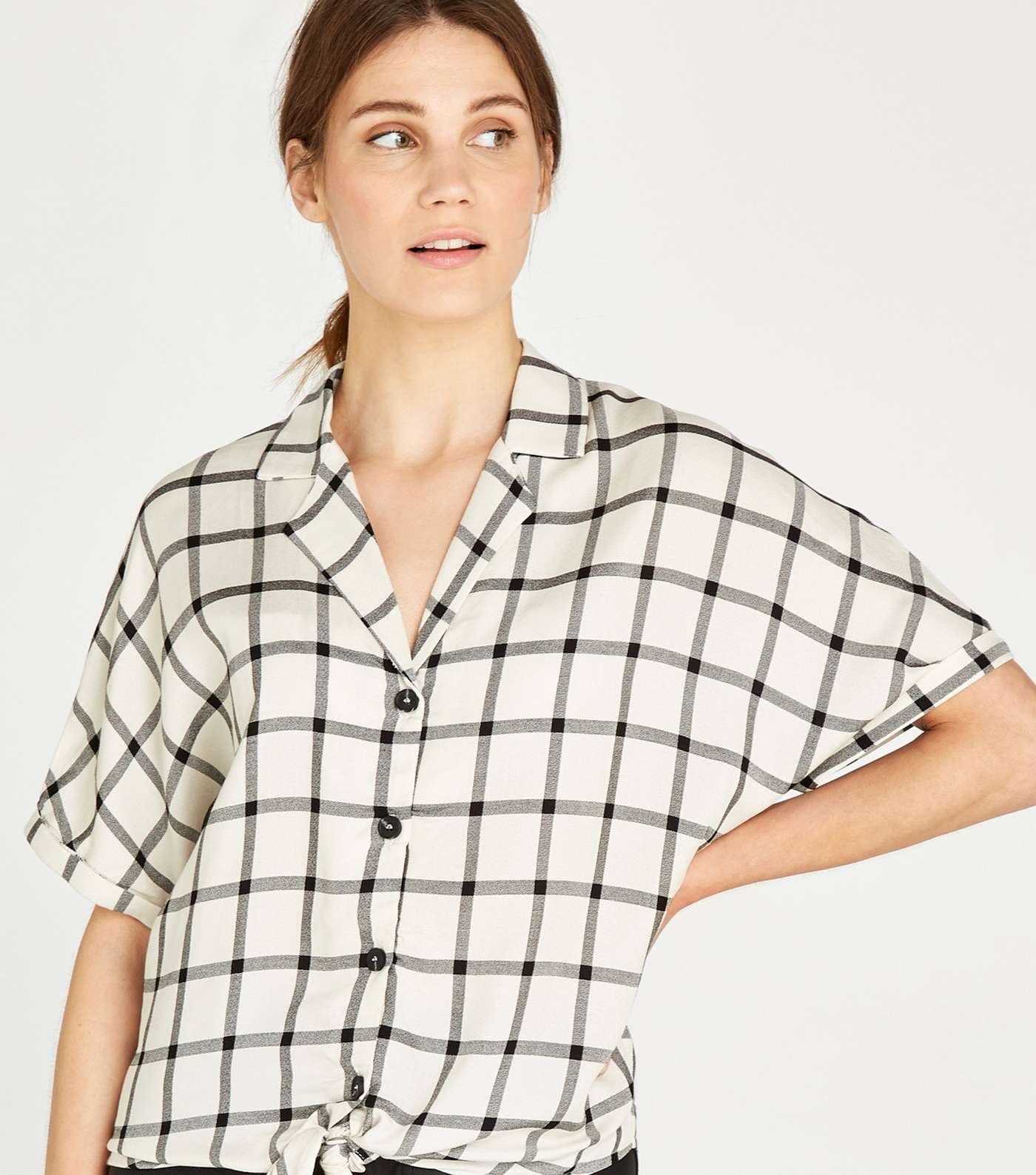 Apricot White Check Knot Front Shirt  Image 2