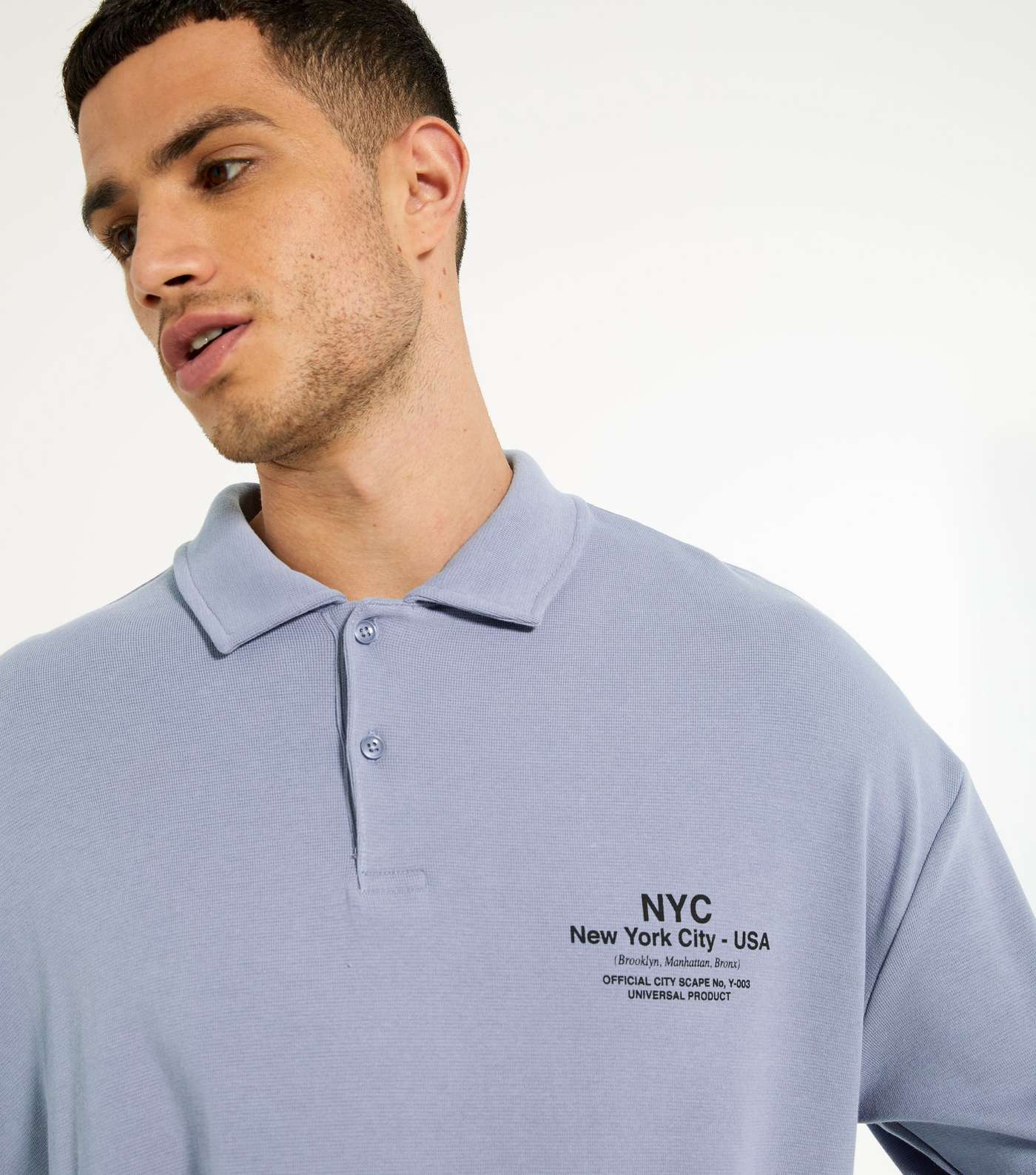 Pale Blue New York City Logo Polo Shirt Image 3