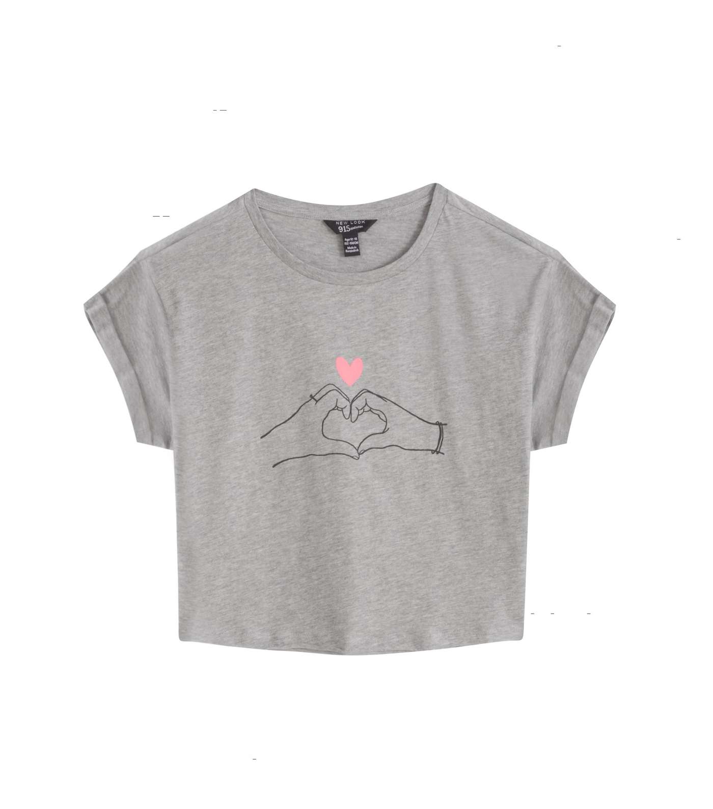 Girls Grey Heart Hand Print T-Shirt