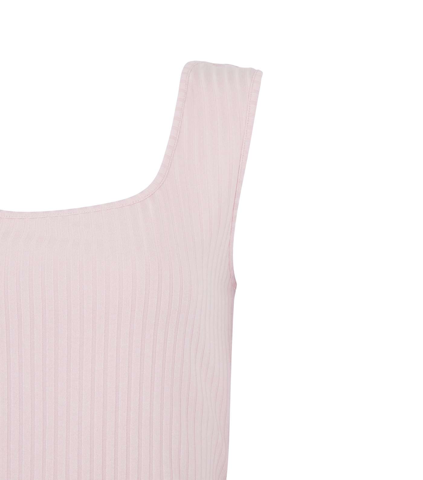 Pale Pink Ribbed Square Neck Vest  Image 3