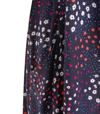 Image of Blue Ditsy Floral Print Sleeveless Midi Dress New Look