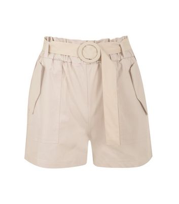Image of Pink Vanilla Stone High Belted Waist Shorts New Look