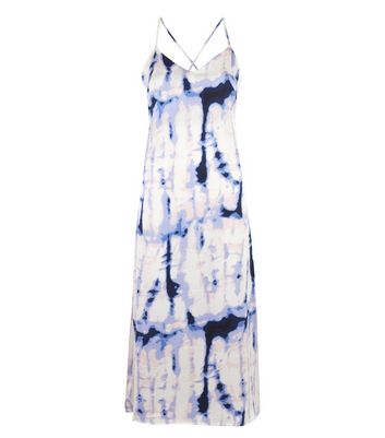 blue and white tie dye dress