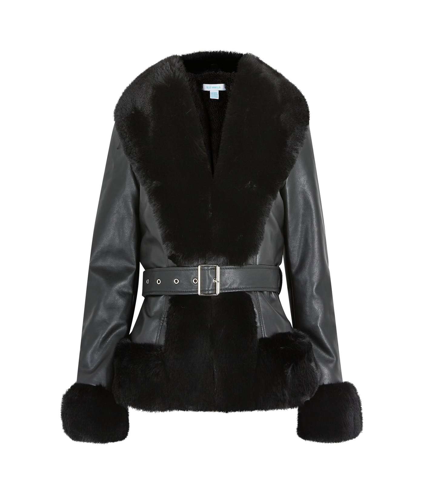 Black Faux Fur Trim Belted Jacket – AX Paris