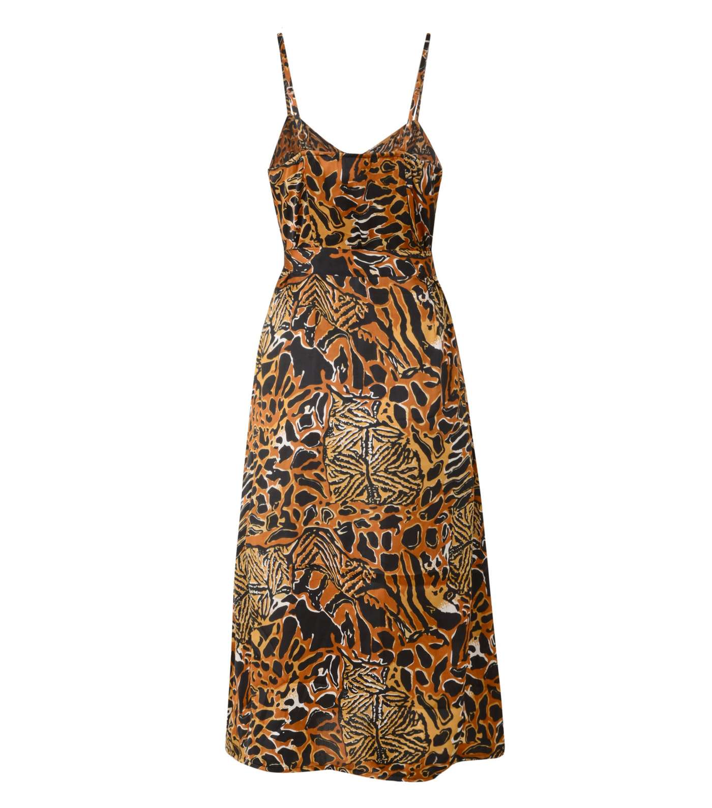 Brown Mixed Animal Print Strappy Midi Dress  Image 2