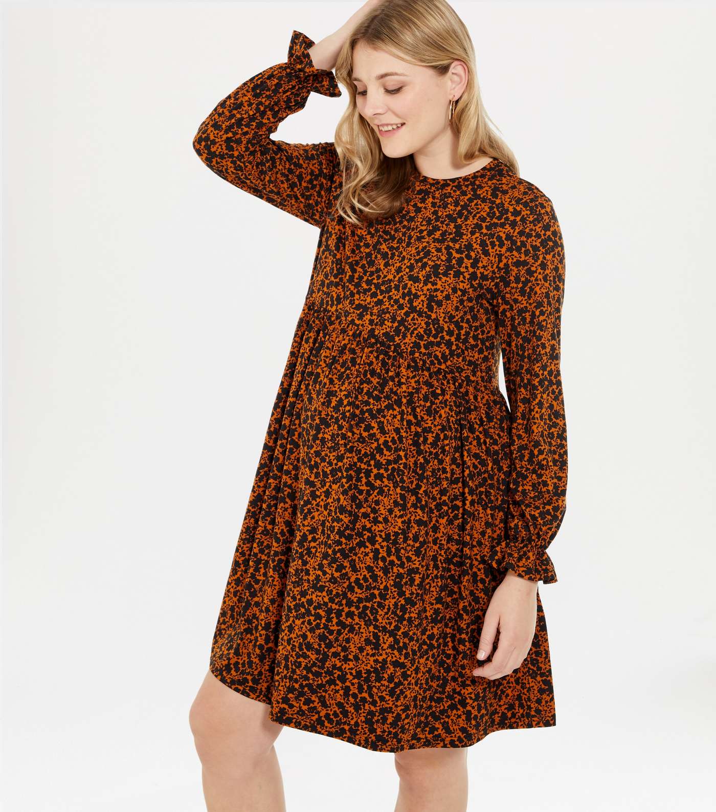 Maternity Rust Floral Soft Touch Smock Dress Image 2