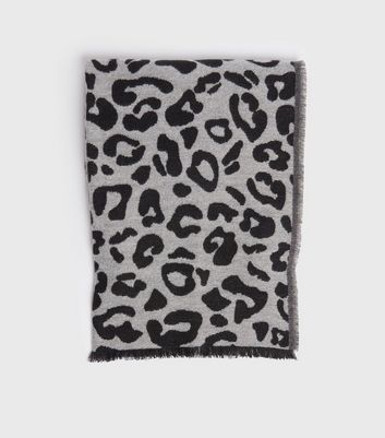 grey and black animal print scarf