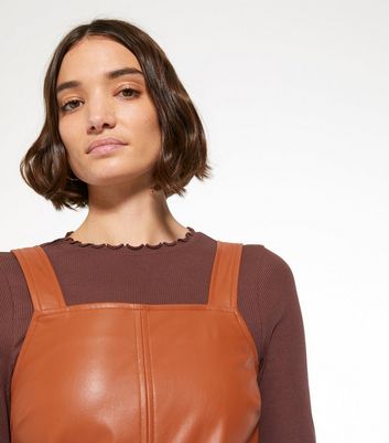 New look clearance leather pinafore