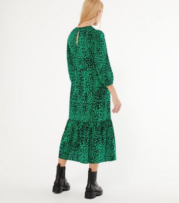 new look green leopard print dress