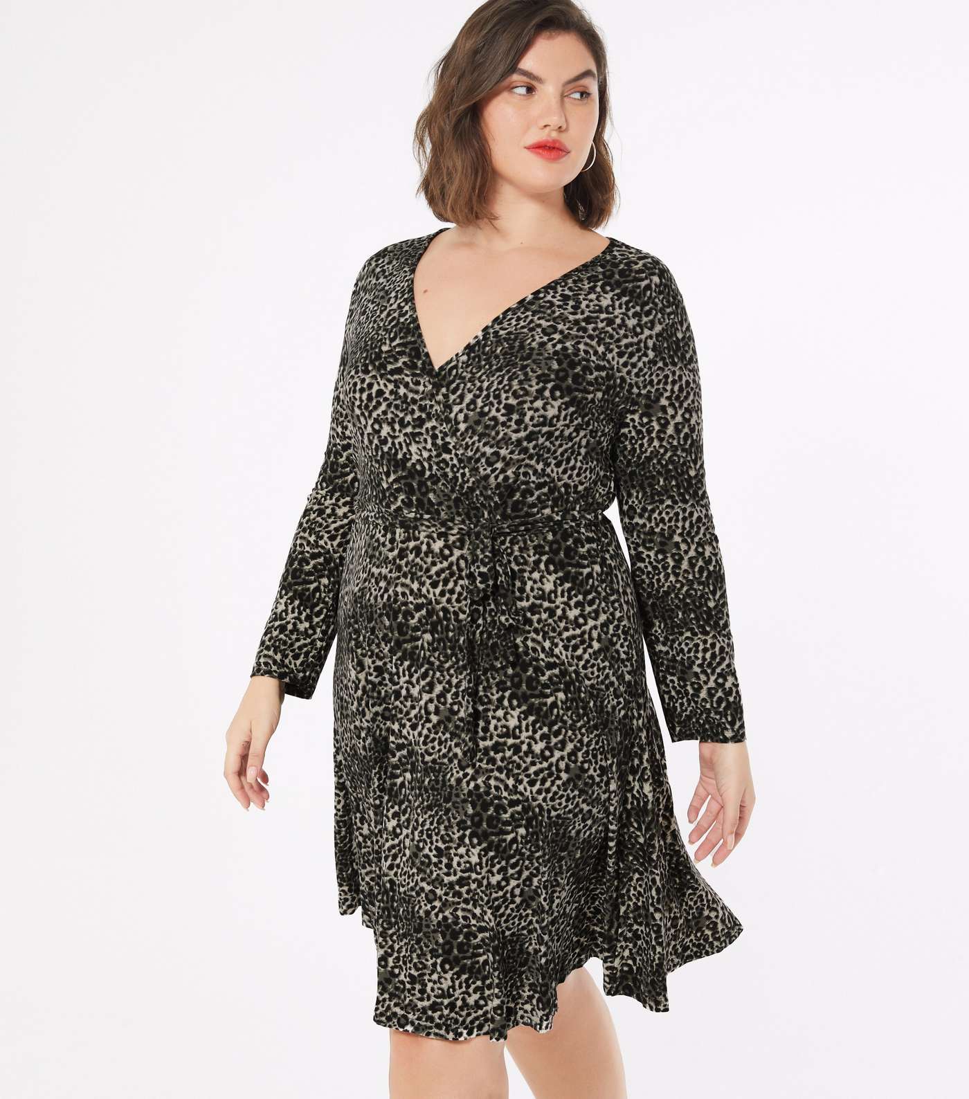 Mela Curves Black Leopard Print Wrap Dress  Image 2