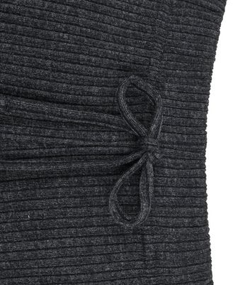 Image of Black Ribbed Jersey Tie Waist Shorts New Look