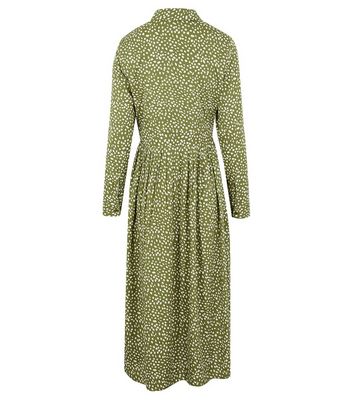 new look green spot midi dress