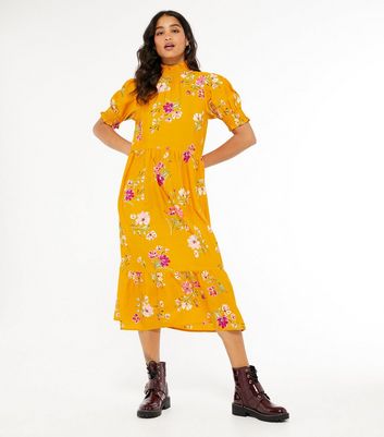 new look mustard midi dress