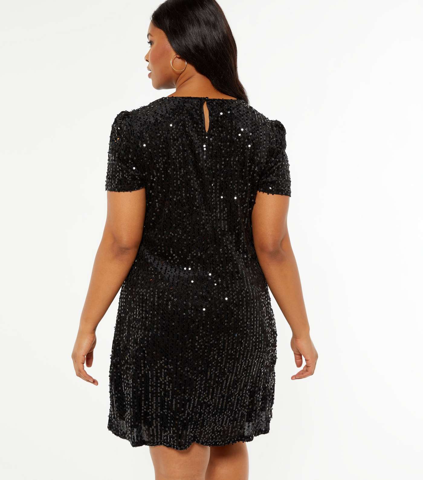 Mela Curves Black Sequin Shift Dress Image 3