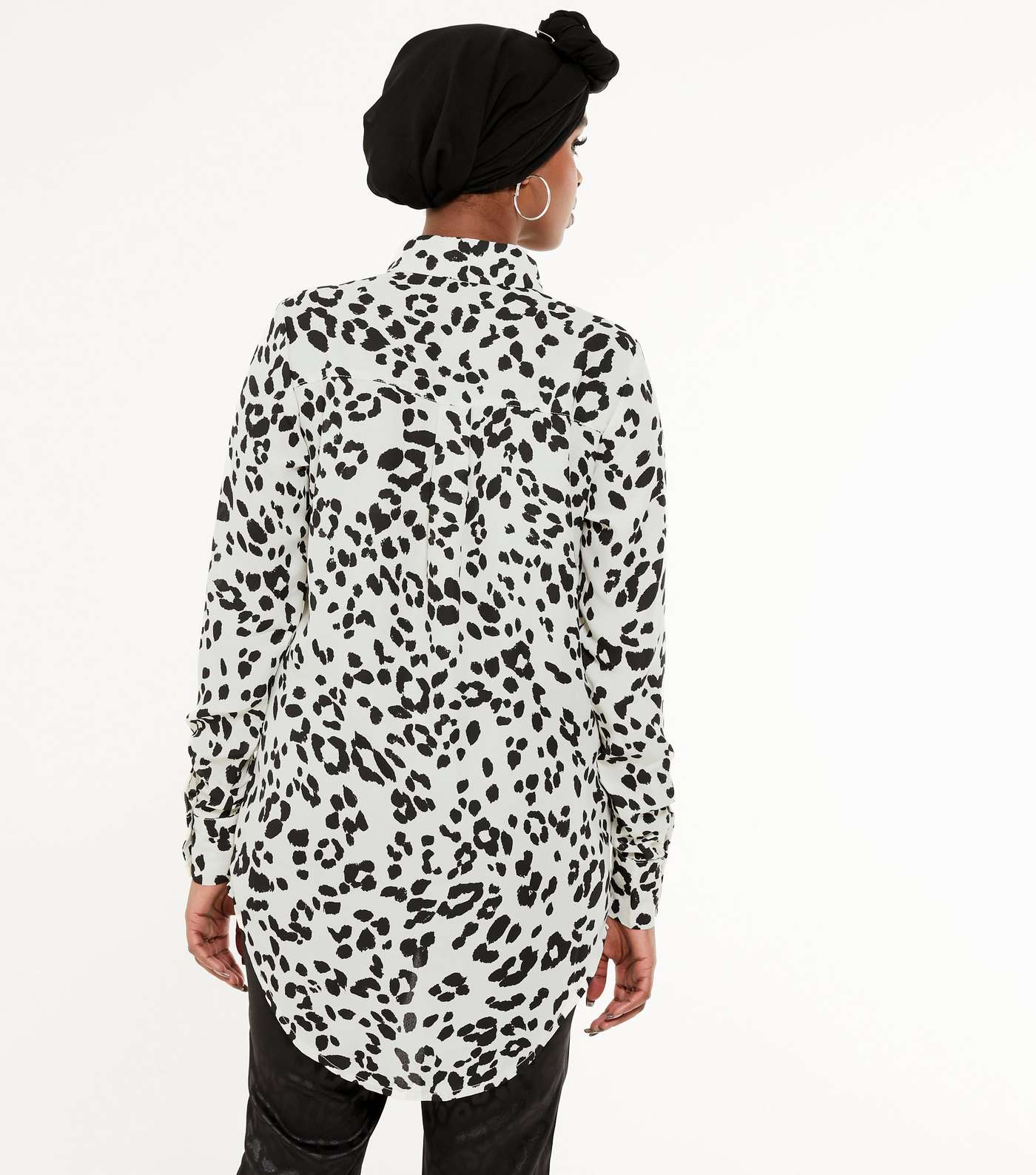 White Leopard Print Long Shirt  Image 3