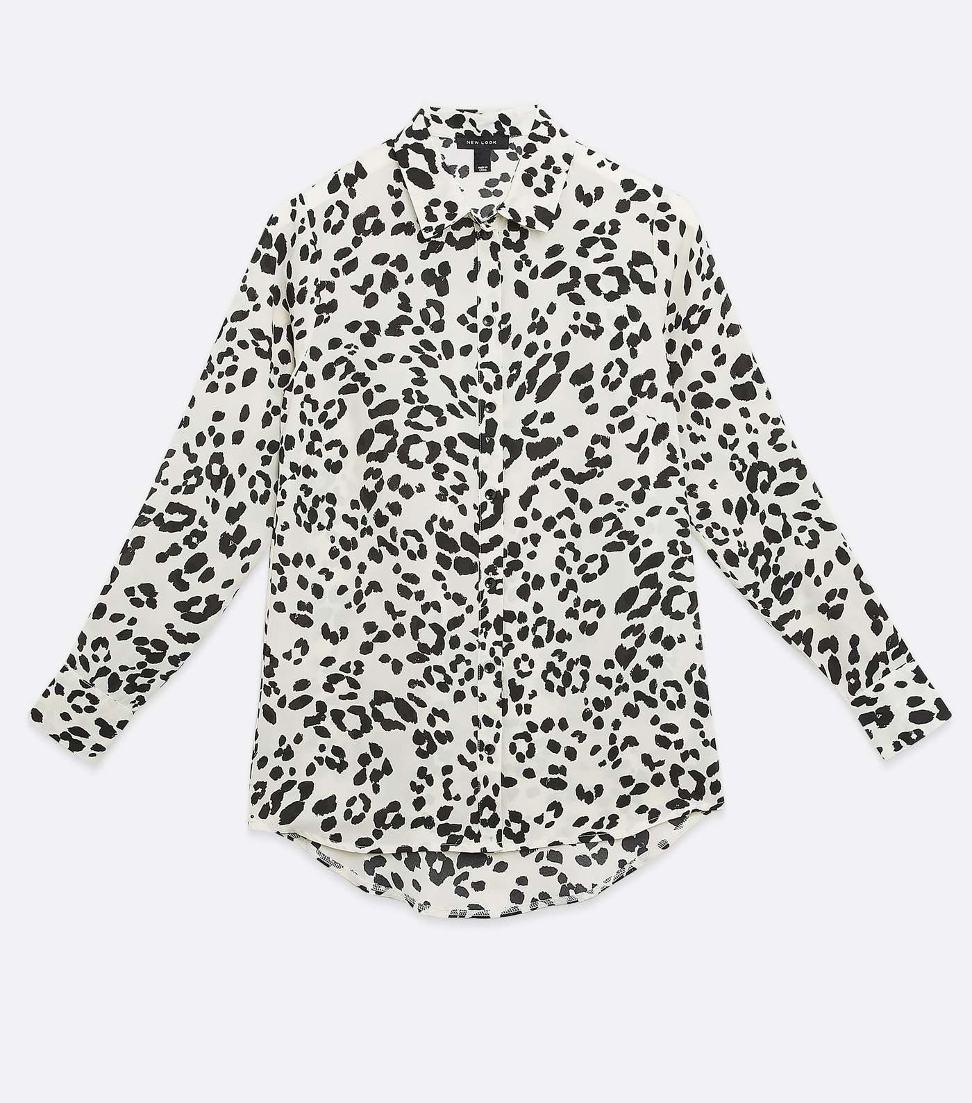 White Leopard Print Long Shirt  Image 5