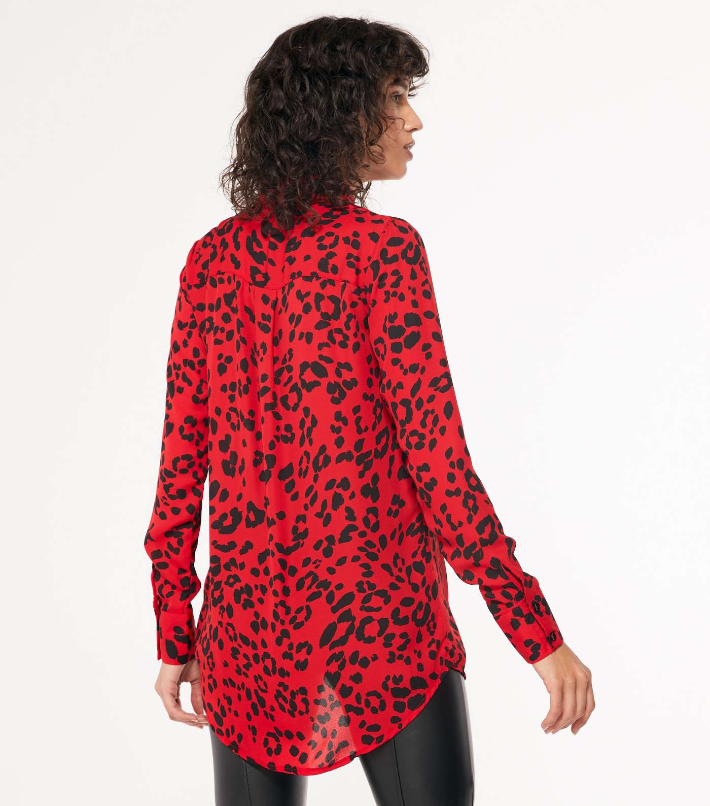 Red Leopard Print Long Shirt Image 3