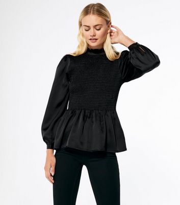 Peplum sales blouse black