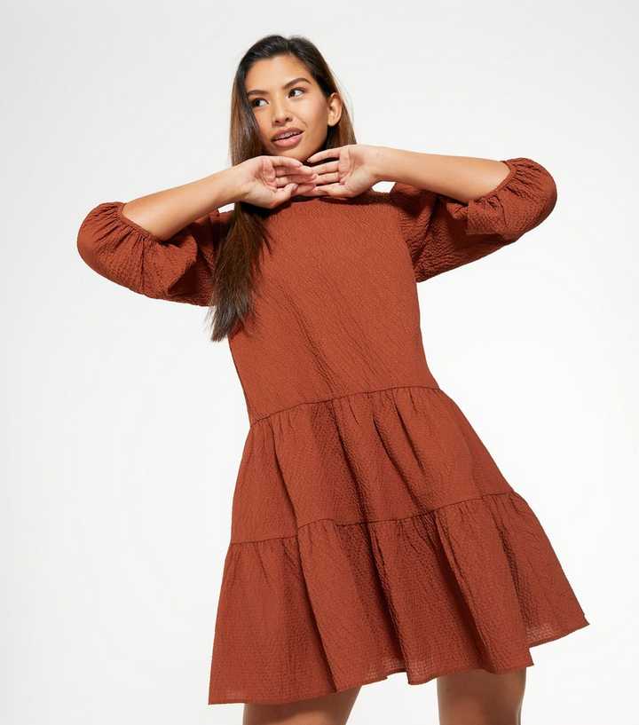 12+ Rust Puff Sleeve Dress