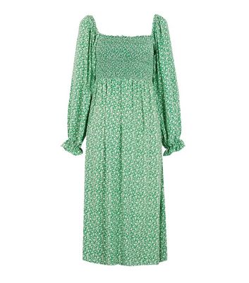 next green ditsy dress