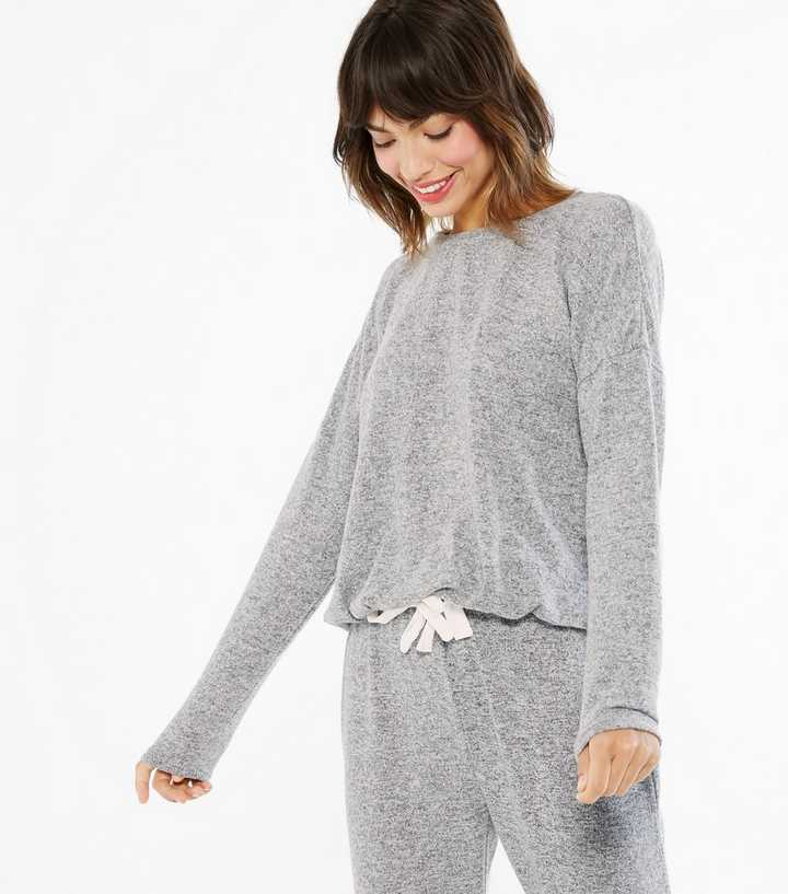 Pale Grey Heart Diamanté Lounge Sweatshirt