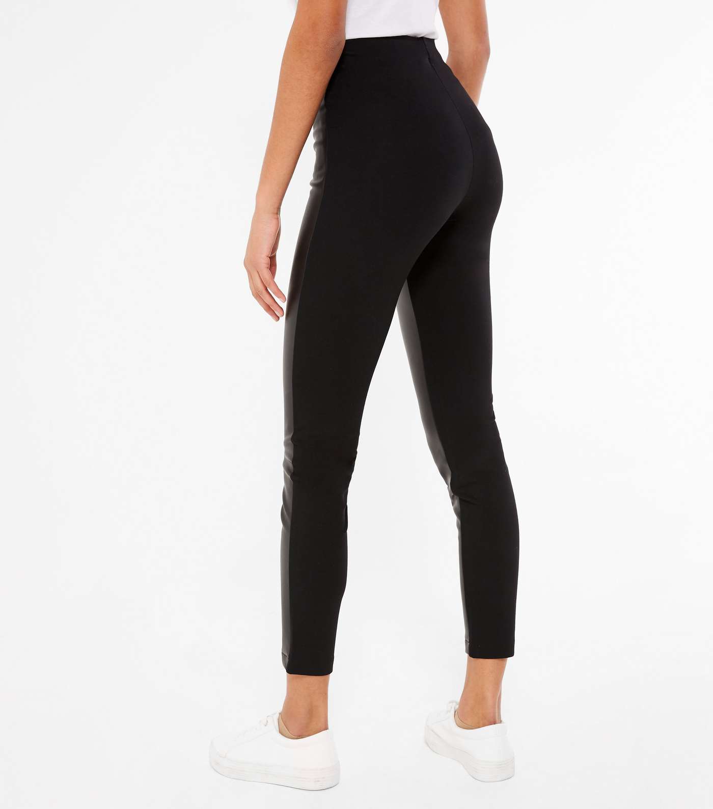 Black Leather-Look and Jersey Leggings  Image 3