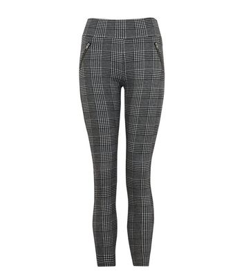 Black Check Print Zip Side Leggings 