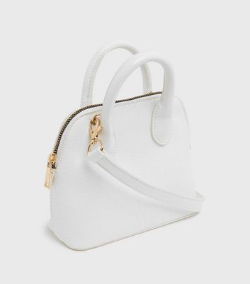 white croc print bag