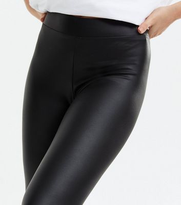 Petite Black Leather-Look High Waist 