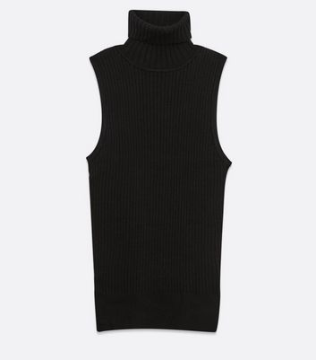 Image of Tall Black Sleeveless Roll Neck Jumper New Look