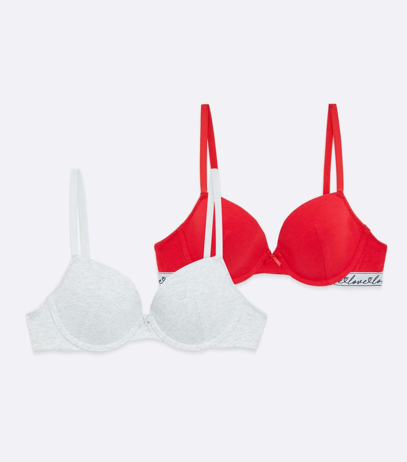 2 Pack Red and White Love Logo T-Shirt Bras Image 5