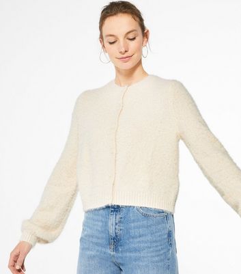 Cream fluffy outlet cardigan