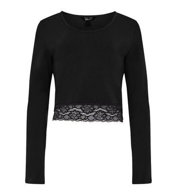 girls black lace top