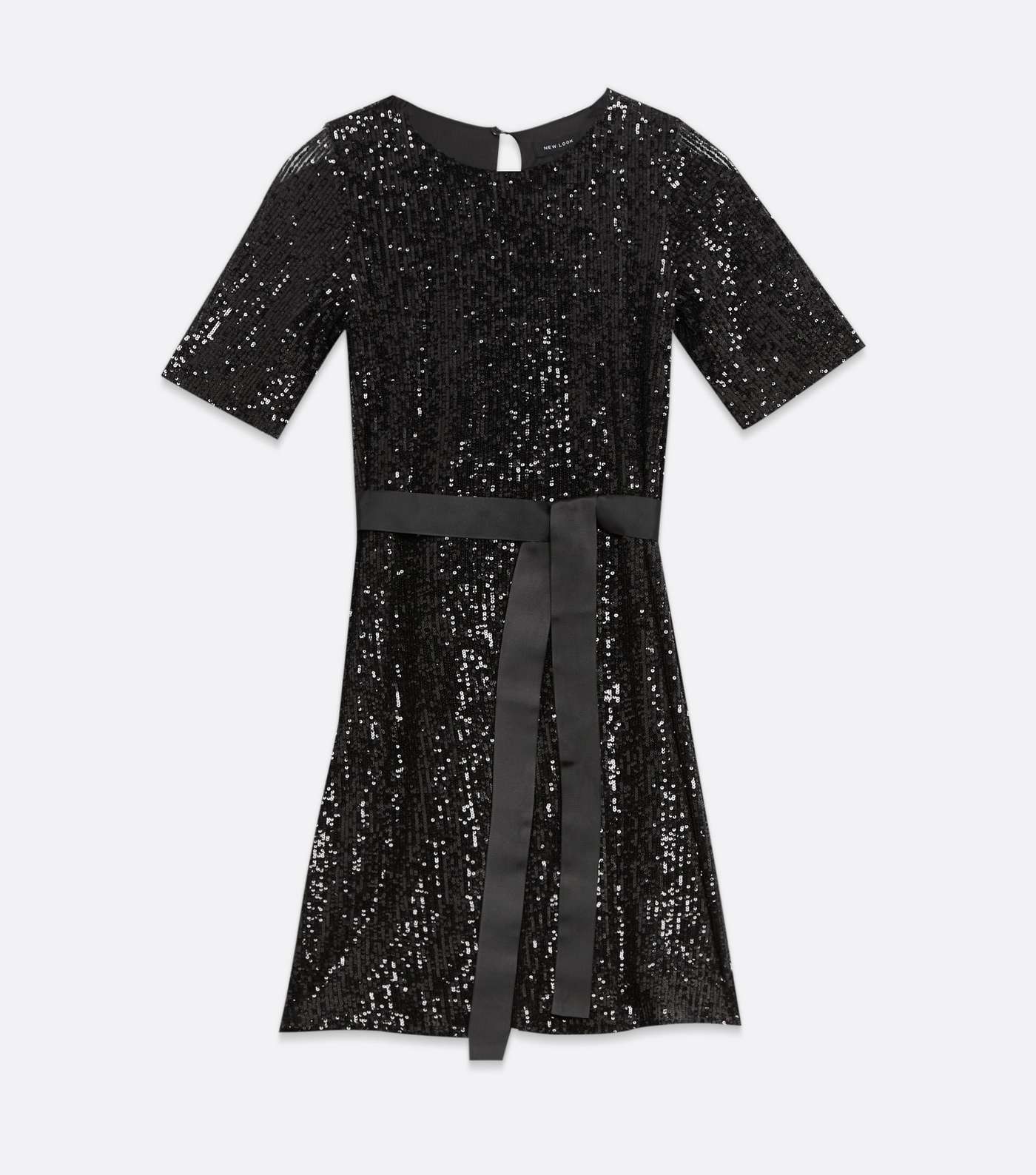 Black Sequin Belted Mini Dress  Image 5
